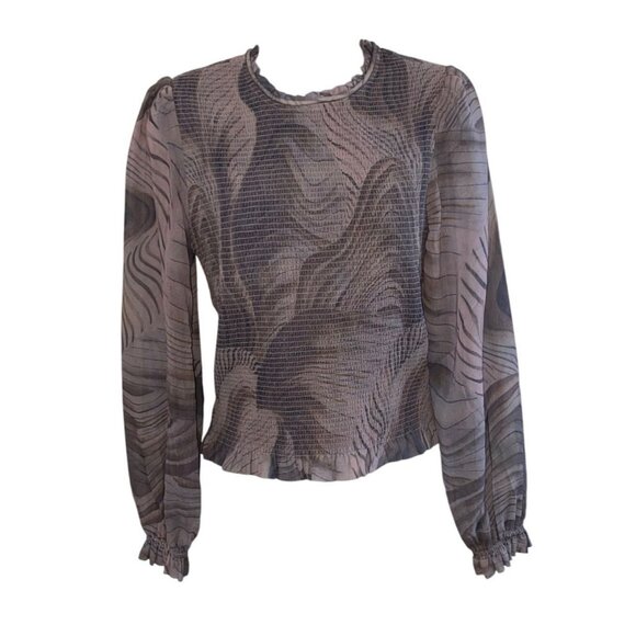 Truth By Republic Womens Long Sleeve Blouse With Artistic Design S/P - Picture 1 of 7
